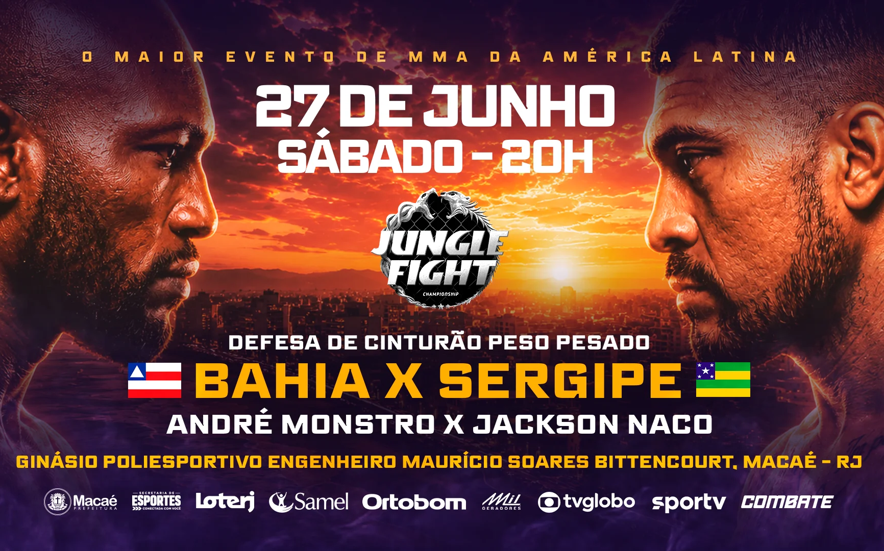 Jungle Fight chega a Macaé com disputa de cinturão dos pesos pesados dia 27