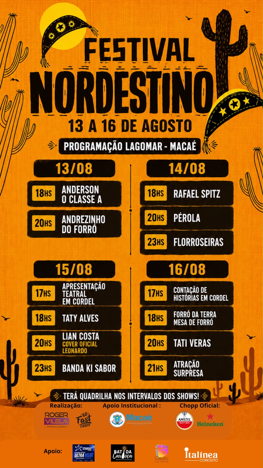 Macaé se prepara para o “Festival Nordestino”: cultura, gastronomia e tradição agitam o Lagomar