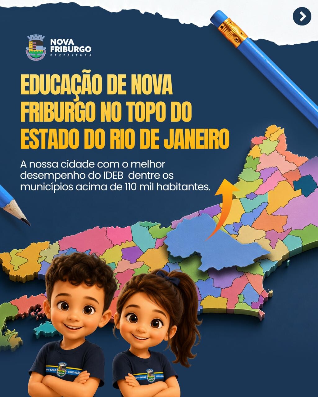 NOVA FRIBURGO SE DESTACA ENTRE OS MUNICÍPIOS DO ESTADO DO RIO DE JANEIRO NO IDEB 2025