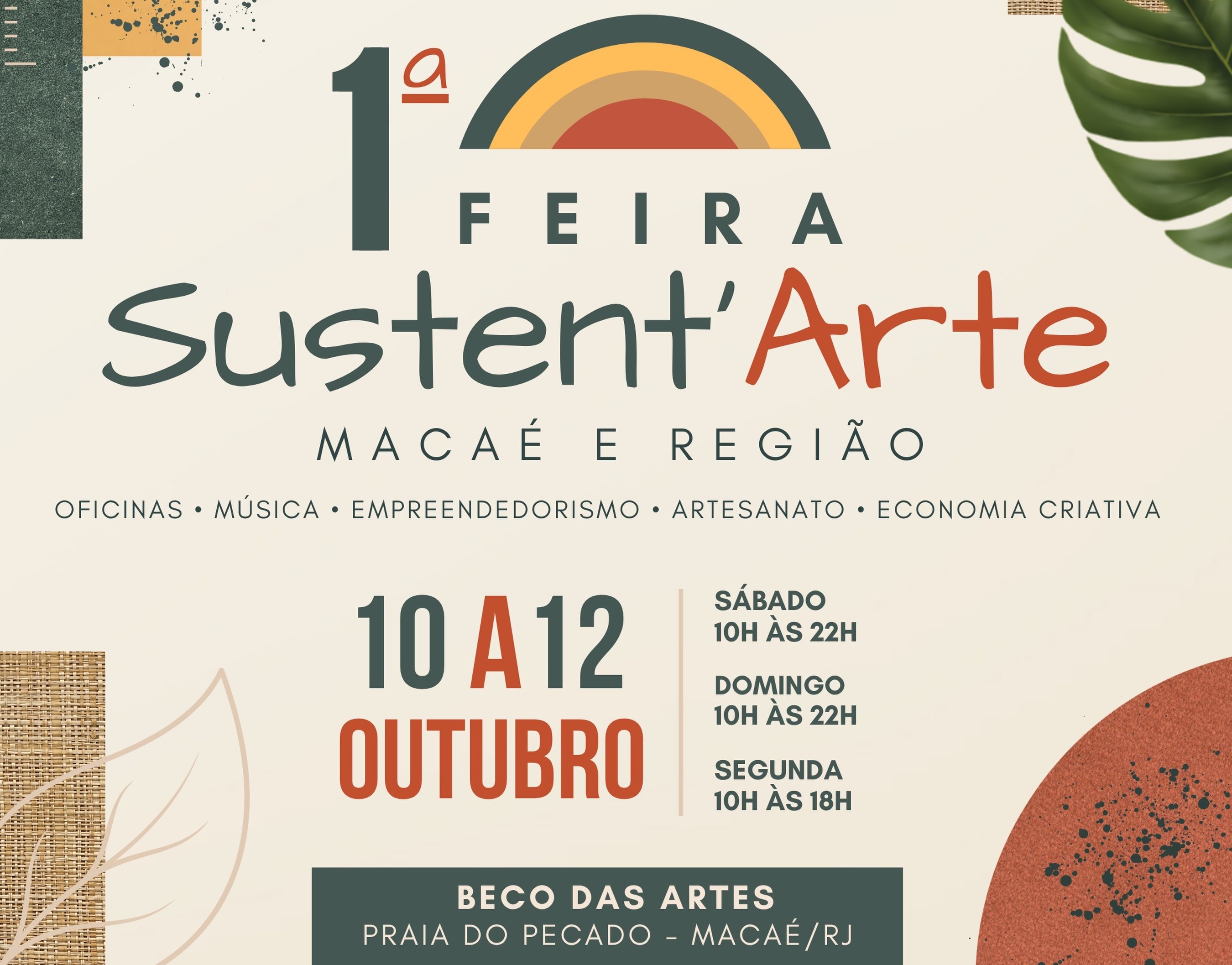 1ª Feira Sustent’Arte acontece de 10 a 12 de outubro no Beco das Artes em Macaé-RJ